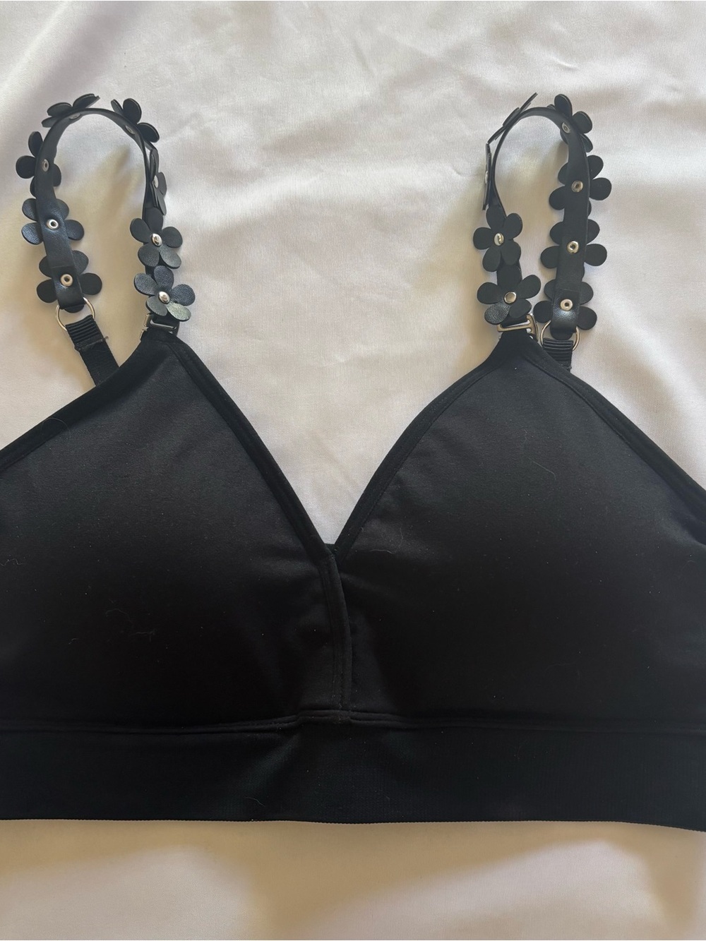 Floral-Strap Black Bralette - Feminine Comfort